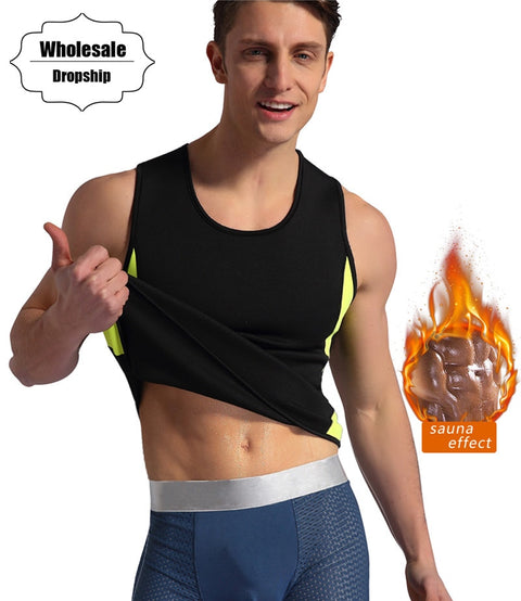NINGMI Slimming Vest Mens Body Shaper Hot Shirt Neoprene Sweat Sauna Suit Mens Slimming Fitness Waist Trainer Tank Top No Zipper