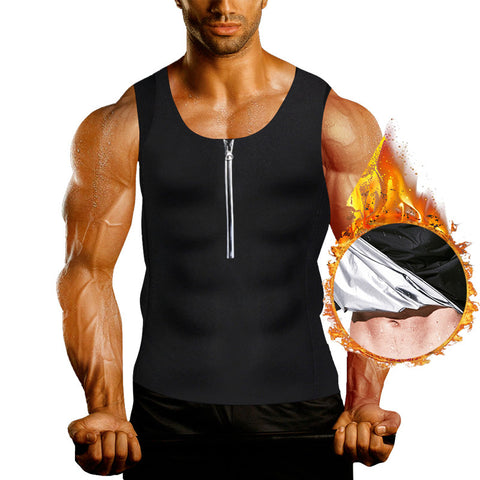 NINGMI Mens Hot Shirts Slimming Fitness Body Shaper Tank Top Silver Coated Sweat Sauna Fat Burner Vest Weight Loss Waist Trainer