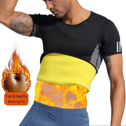 NINGMI Neoprene Hot Shirt Tank TOP Men Compression Fitness Tight Corset Waist Trainer Body Shaper Sauna Suit Vest T-shirt Jacket