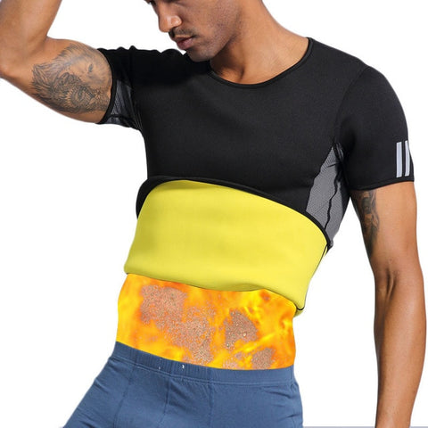 NINGMI Neoprene Hot Shirt Tank TOP Men Compression Fitness Tight Corset Waist Trainer Body Shaper Sauna Suit Vest T-shirt Jacket