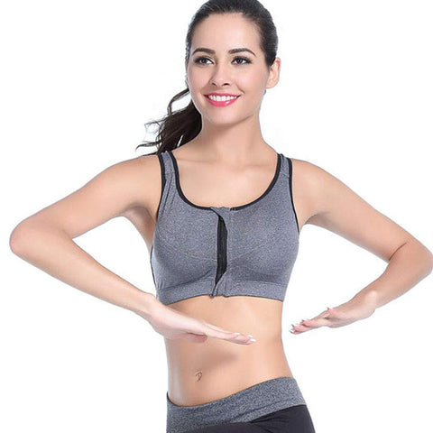 NINGMI Sport Bra Women Running Fitness Breathable Tank Top Shockproof Vest Push Up Brassiere Sexy BH Bra Zipper Bikini Wire Free
