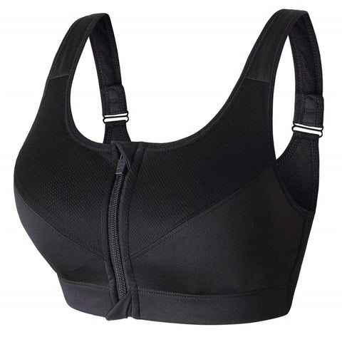 NINGMI Sport Bra Women Running Fitness Breathable Tank Top Shockproof Vest Push Up Brassiere Sexy BH Bra Zipper Bikini Wire Free