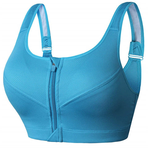 NINGMI Sport Bra Women Running Fitness Breathable Tank Top Shockproof Vest Push Up Brassiere Sexy BH Bra Zipper Bikini Wire Free