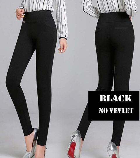 NINGMI Winter Thick Warm Capri Pants Fleece High Waist Capris Pencil Pants for Women Skinny Leggings Woman Trousers